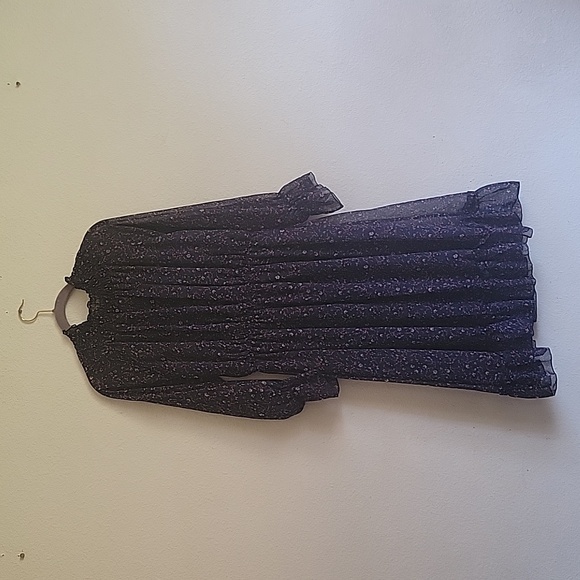 Boheewohee midi cowlneck raffle dress size large navy blue pink yellow - Picture 7 of 16